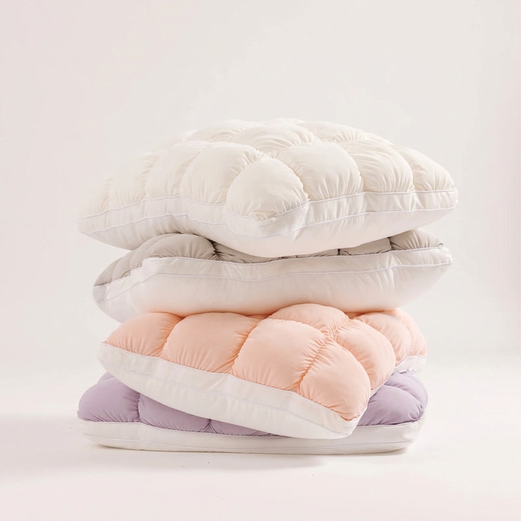 Nimbus Puff Pillows stacked in five colors
